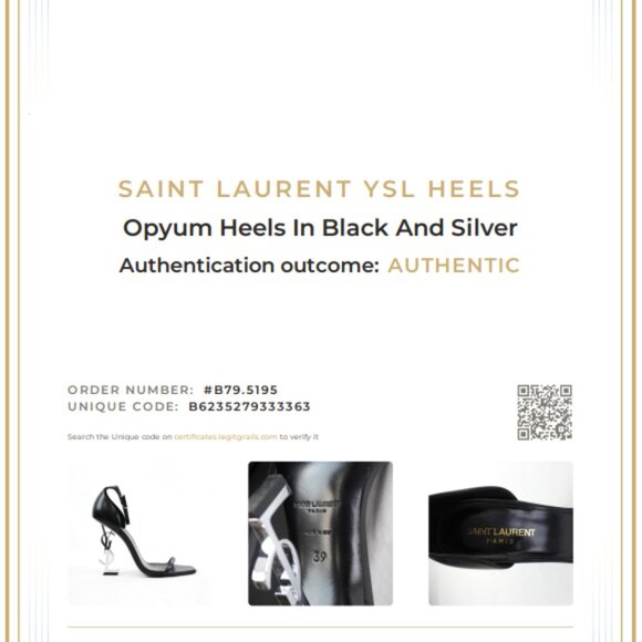 Pre-Owned Saint Laurent YSL Opyum Heeled Sandals in Black Leather/Nickle Size 39 - Picture 16 of 16